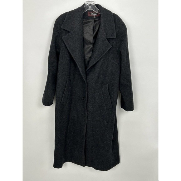 STEPHANIE MATTHEWS CHARCOAL GRAY soft 100% WOOL Coat Women Size 10 P (Flaw) - Picture 2 of 16